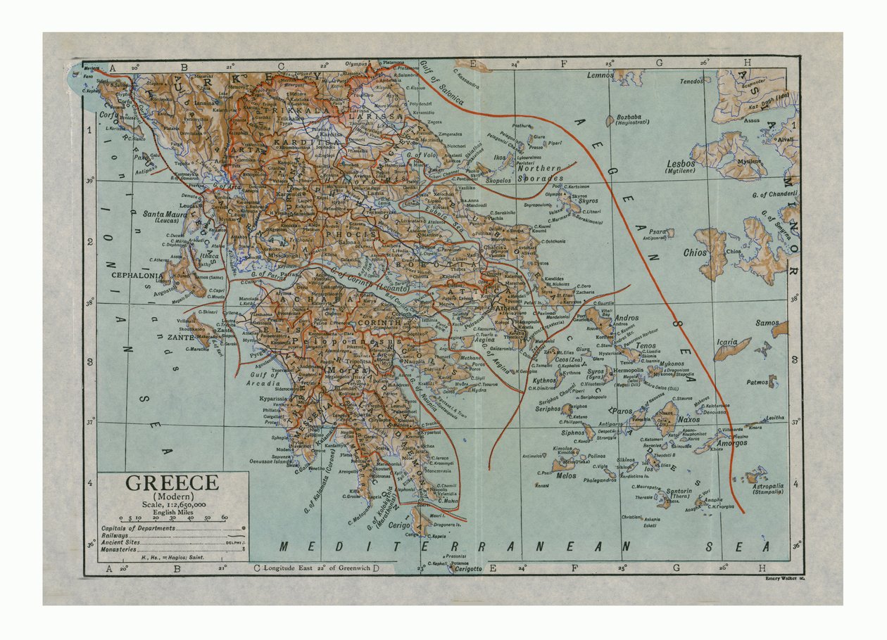 Carte de la Grèce moderne - Emery Walker