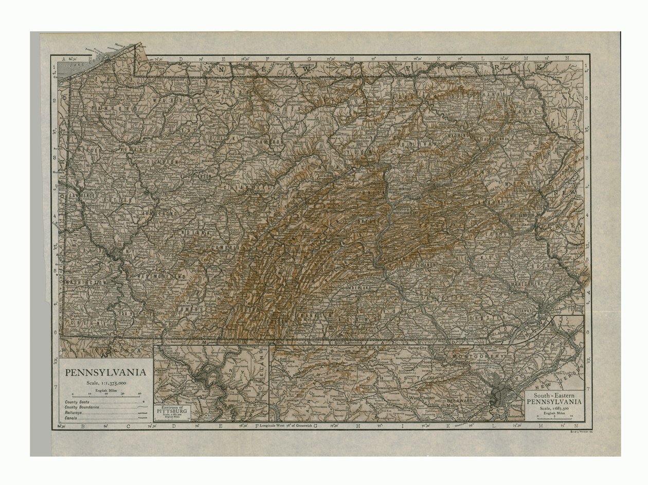 Carte de Pennsylvanie, 1910 - Emery Walker