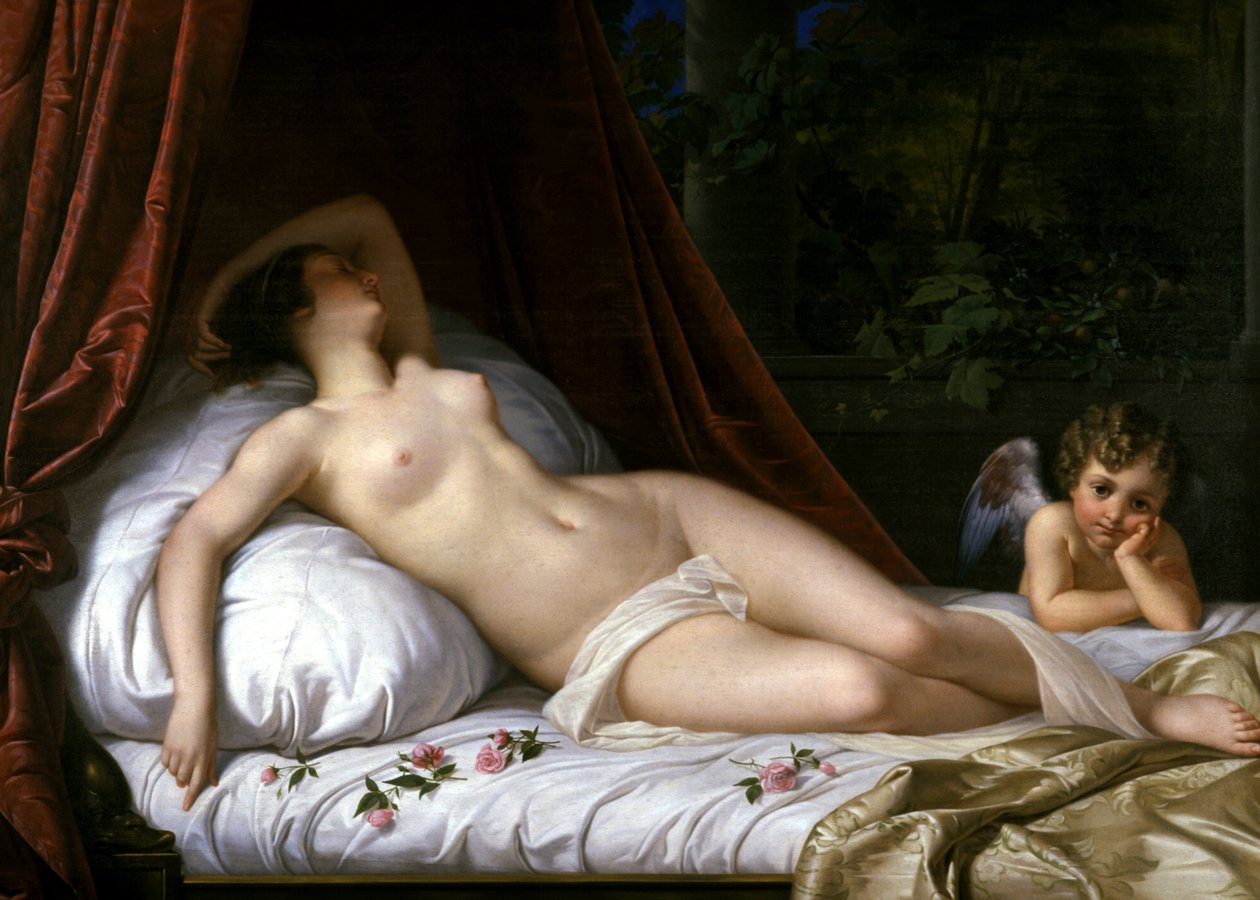Vénus allongée avec Cupidon, 1839 - Emil Jacobs