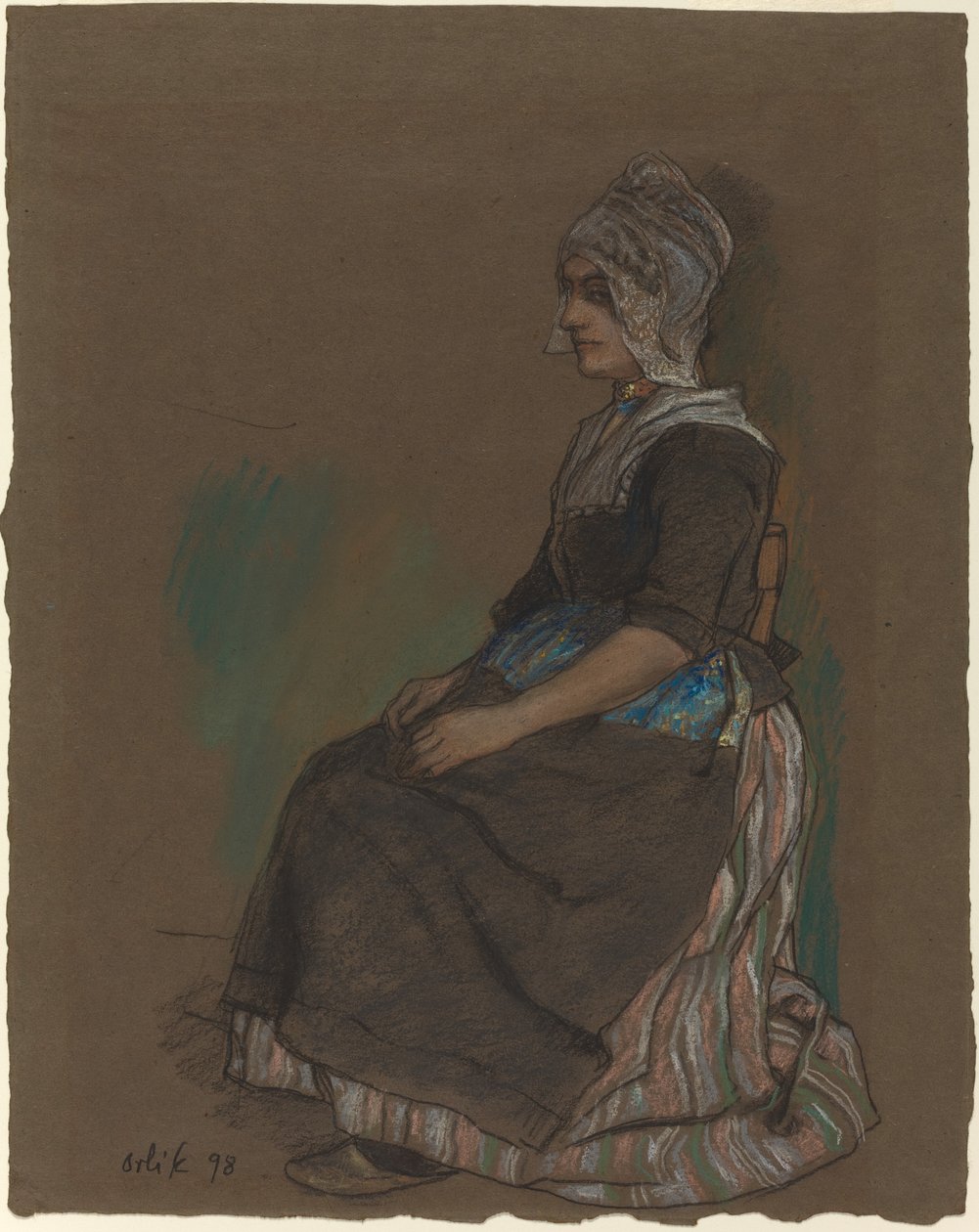 Fille de Volendam en costume - Emil Orlik