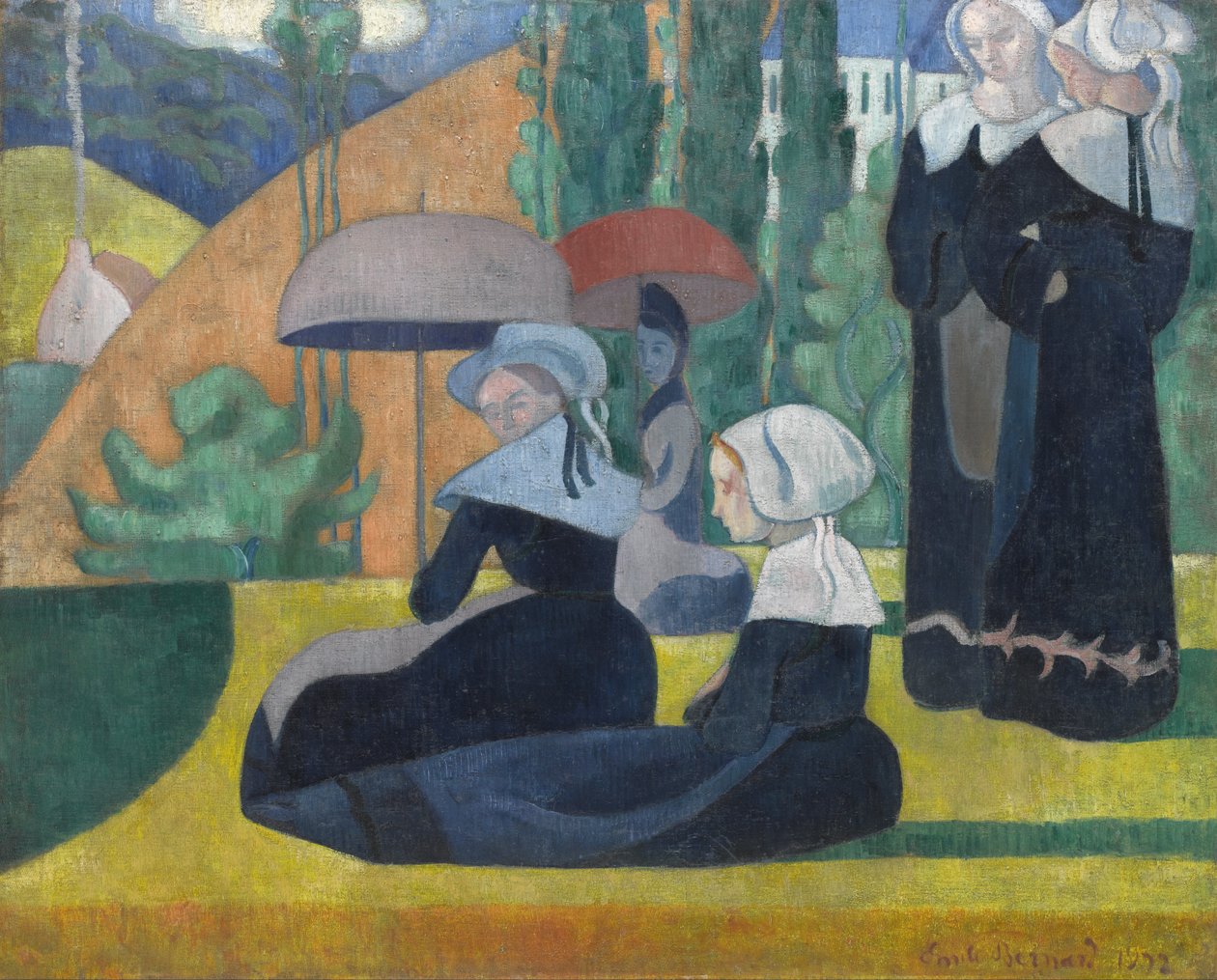 Femmes bretonnes avec des parapluies - Emile Bernard