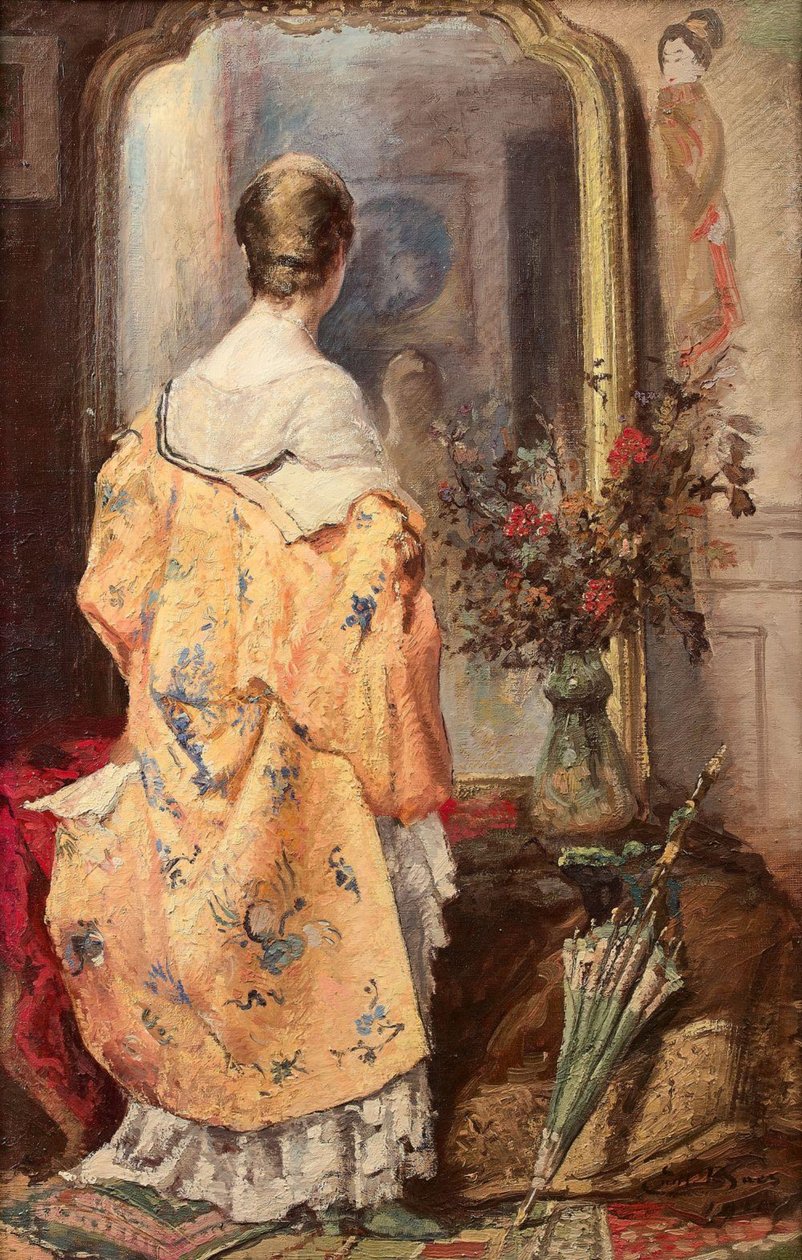 Jeune femme devant un miroir - Emile Baes