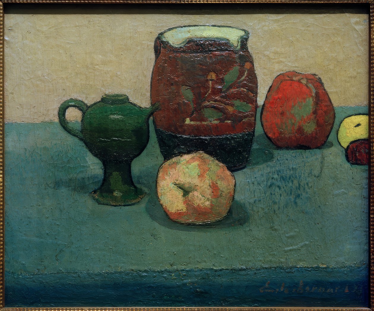 Nature morte avec cruche en pierre et pommes - Emile Bernard