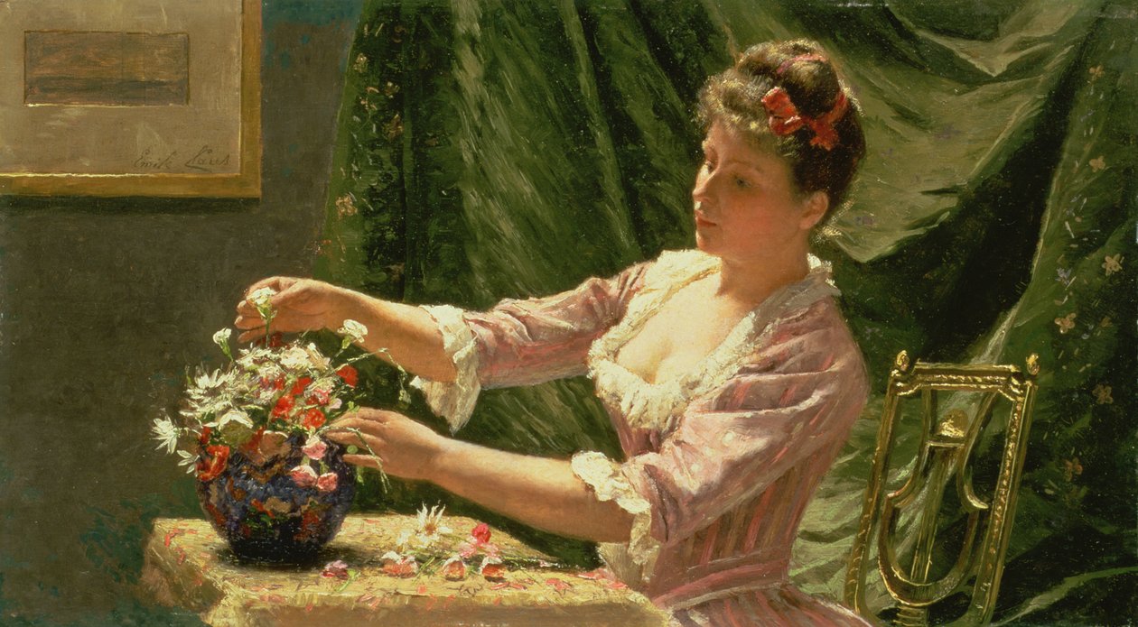 Jeune Femme Arrangeant des Fleurs - Emile Claus
