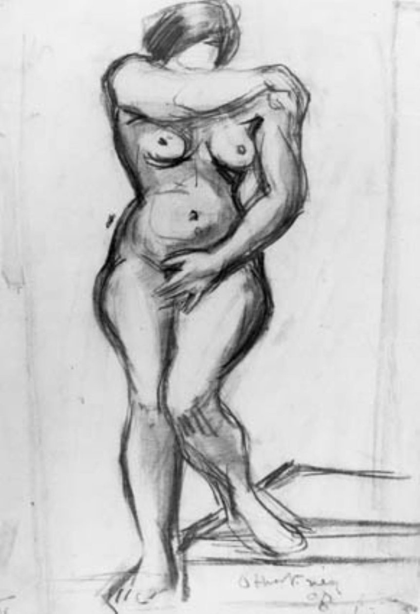 Modèle féminin debout de face, croquis - Emile Othon Friesz