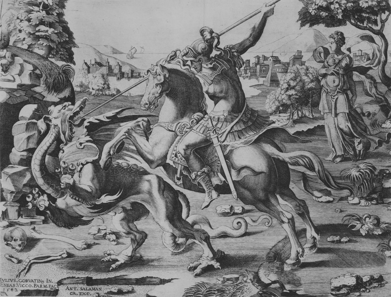 Saint Georges Tuant le Dragon, 1542 - Enea Vico