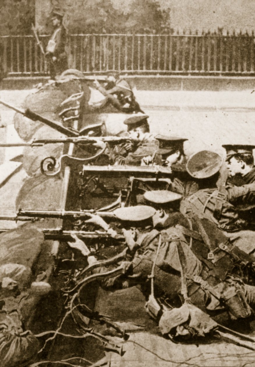 Soldats britanniques derrière une barricade - English Photographer