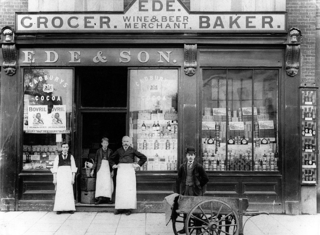 Ede und Son Épicier, Marchand de vin et de bière, Boulanger, vers 1890 - English Photographer