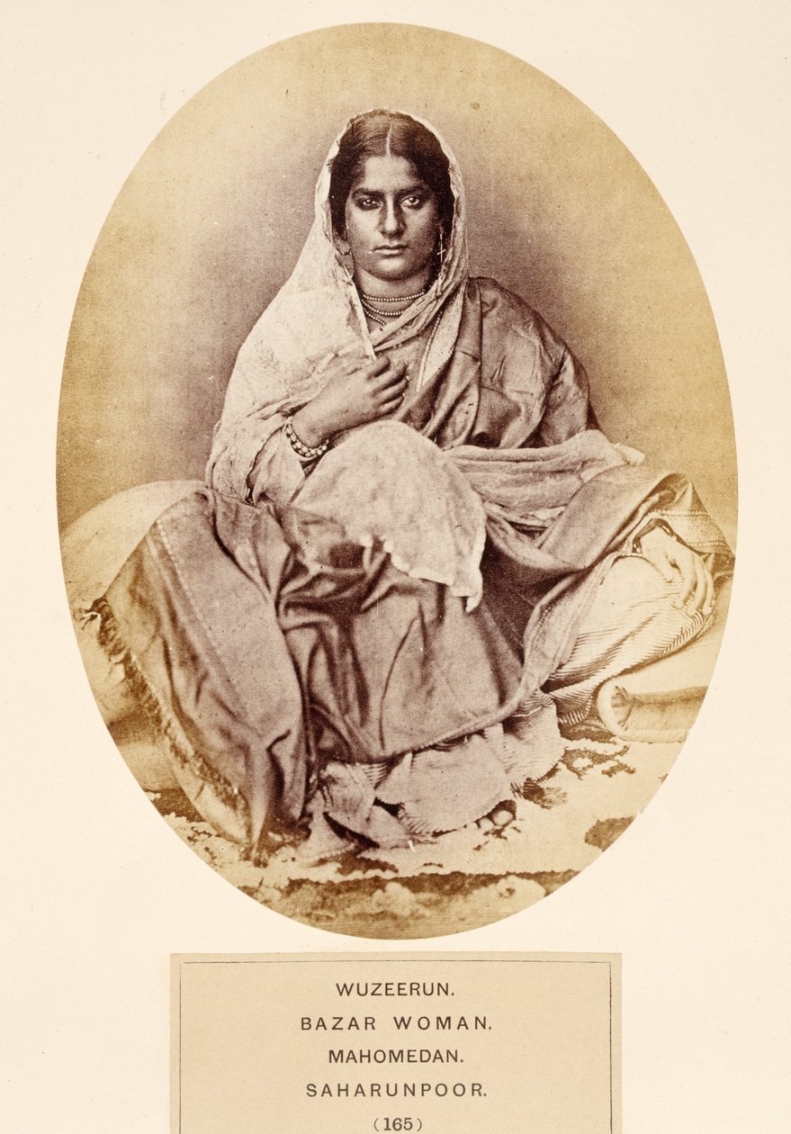 Wuzeerun, femme de bazar, Mahométane, Saharunpoor, de The People of India, par J. Forbes Watson, publié en 1868 - English Photographer