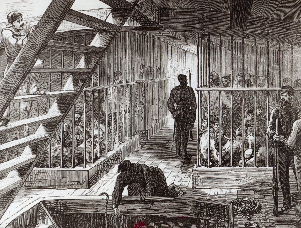 Prisonniers en cage en route pour Botany Bay - English School
