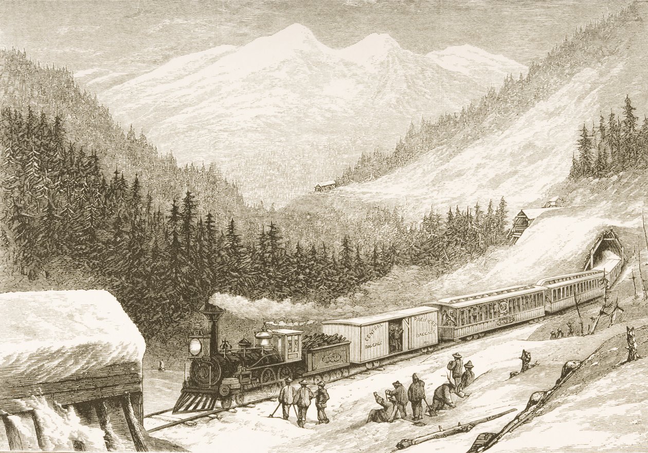 Transport du courrier des États-Unis à travers la Sierra Nevada en 1870, tiré de 