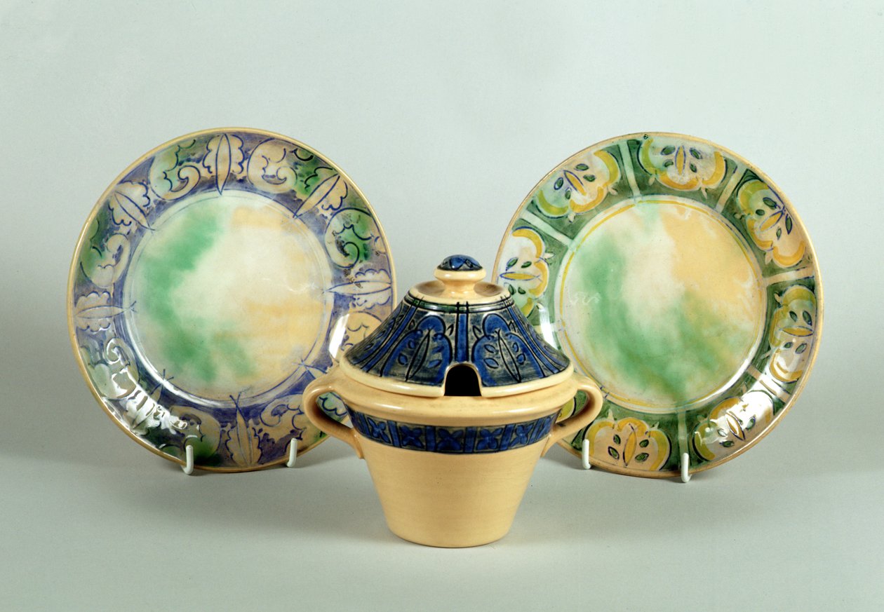 Assiettes de côté et pot à confiture Doulton, vers 1930 - English School