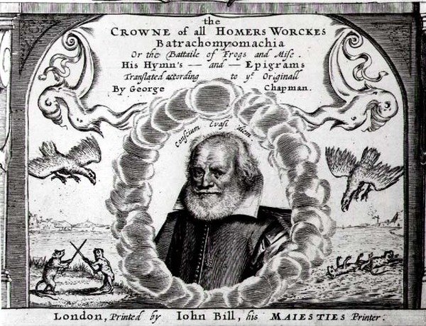 Frontispice de Batrachomyomachia ou, La bataille des grenouilles et des souris, traduit par George Chapman (vers 1559-1634) - English School