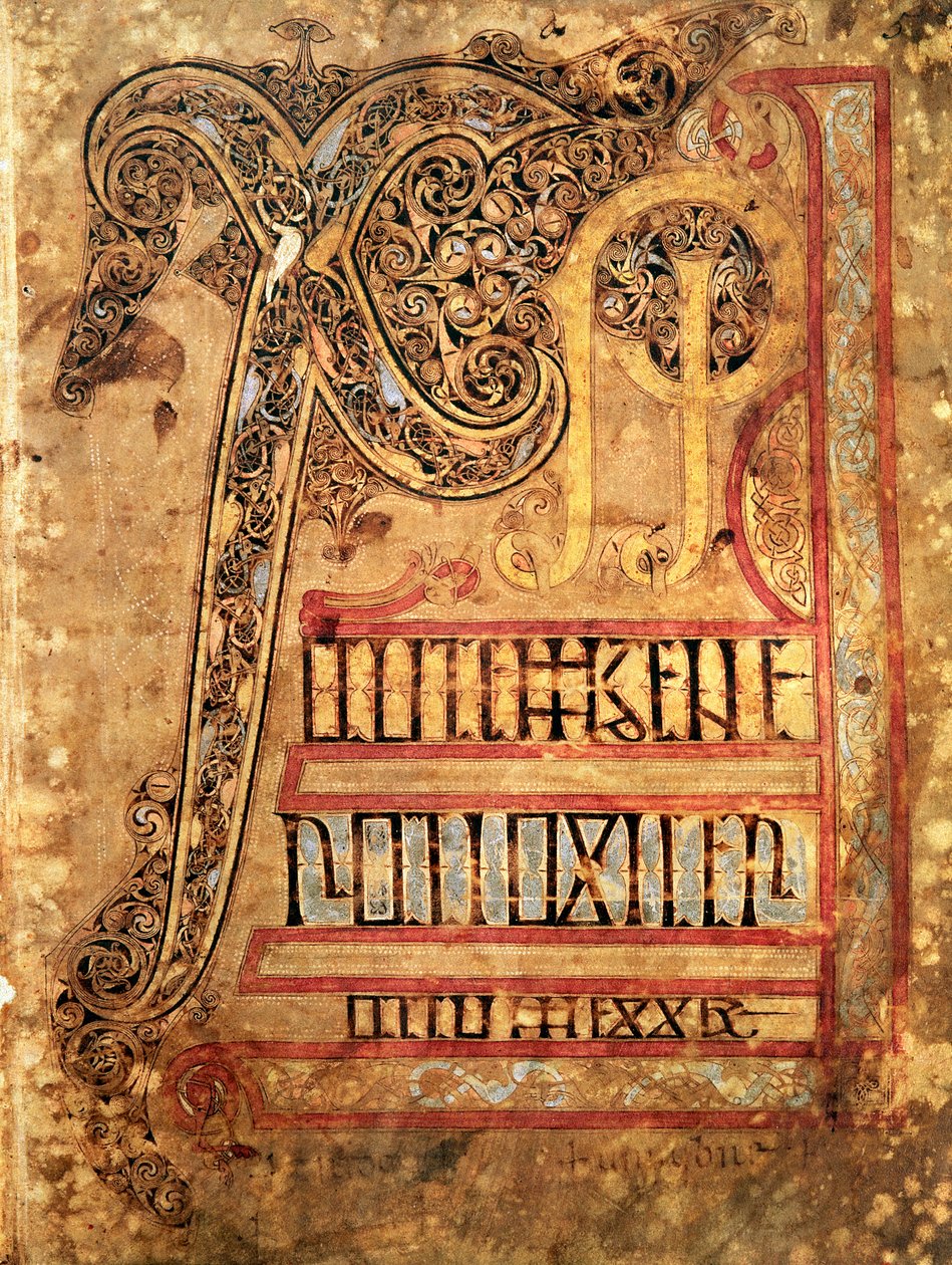 Page initiale des Évangiles de Lichfield, vers 720 - English School