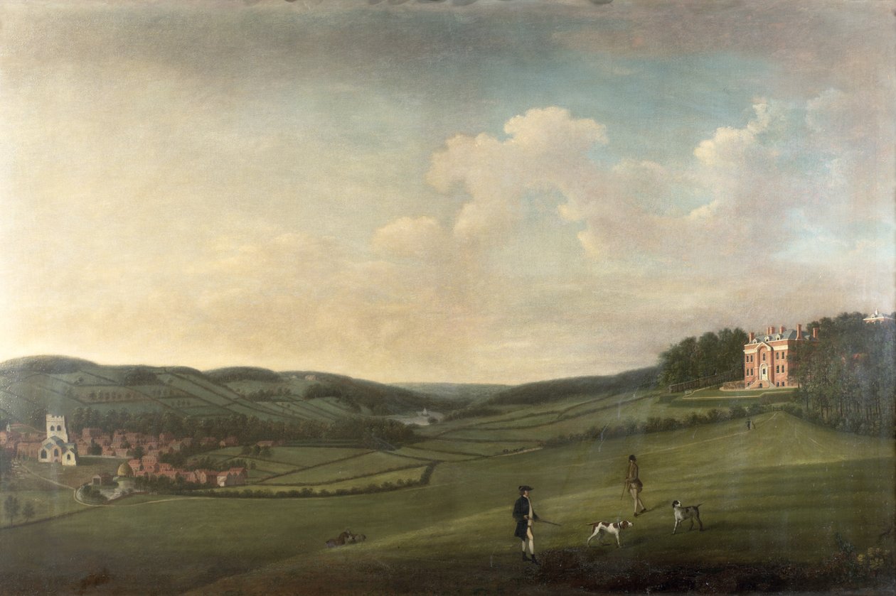 Manoir sur une colline surplombant un village - English School