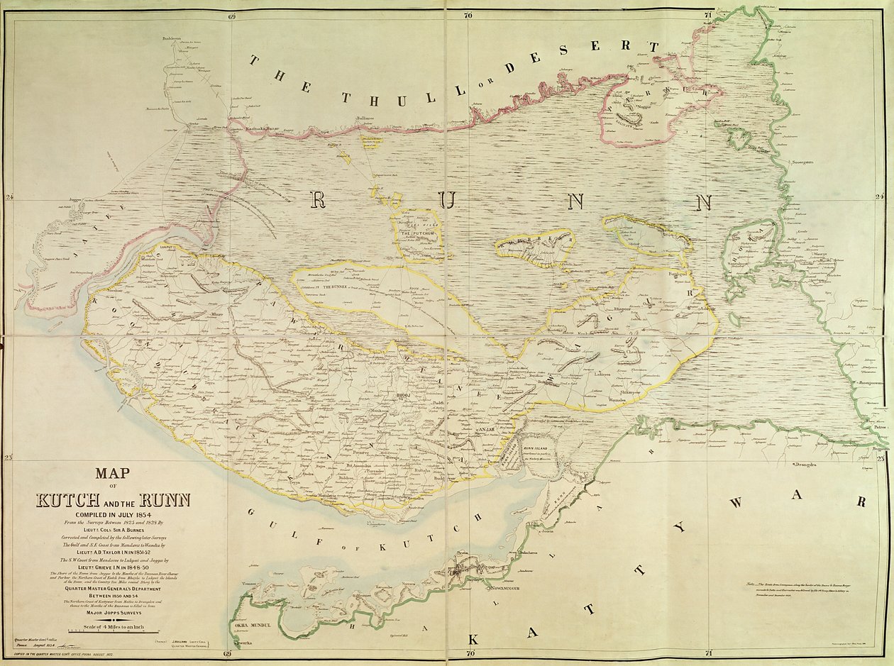 Carte de Kutch et Runn, Inde, 1854 - English School