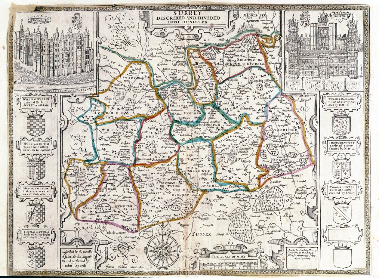 Carte du Surrey, décrite et divisée en centaines - English School