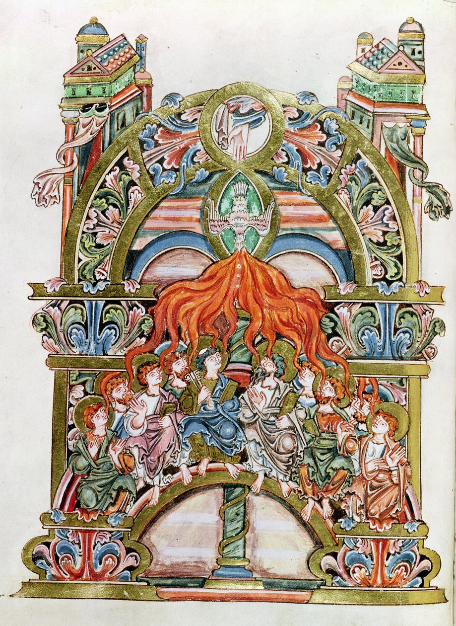 Ms 369 (Y-7) f.29v Pentecôte, du Pontifical de Winchester, 10e-11e siècle - English School