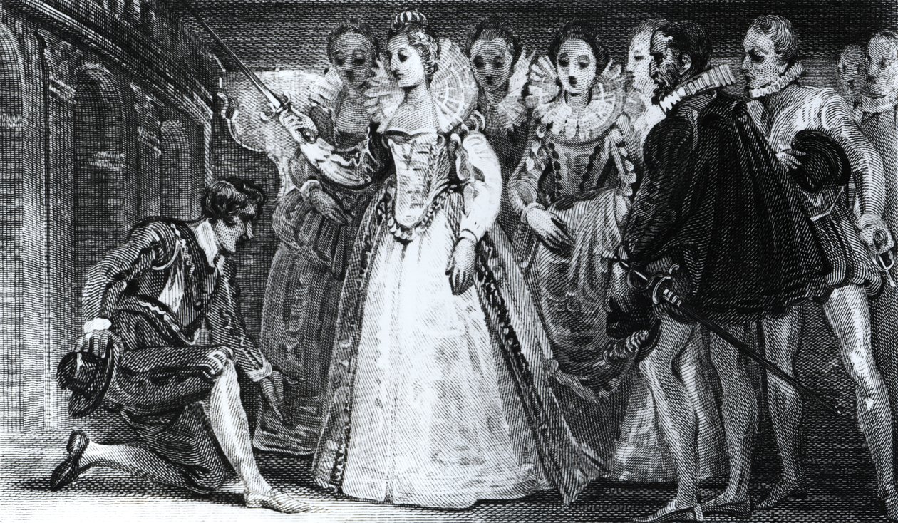 La reine Élisabeth I (1530-1603) adoubant Francis Drake (vers 1540-96) en 1581 - English School