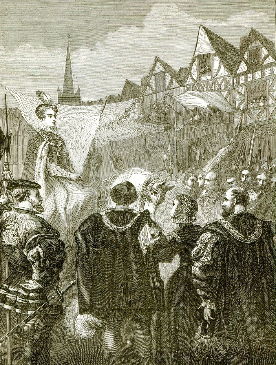 La reine Elizabeth entrant à Londres - English School