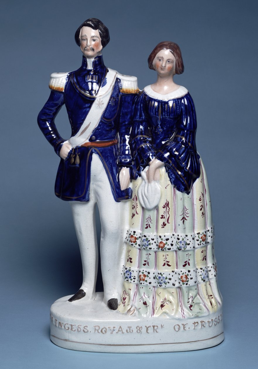 Figurines de Staffordshire de la princesse royale et du prince Frédéric-Guillaume IV de Prusse, 1857 (terre cuite) - English School