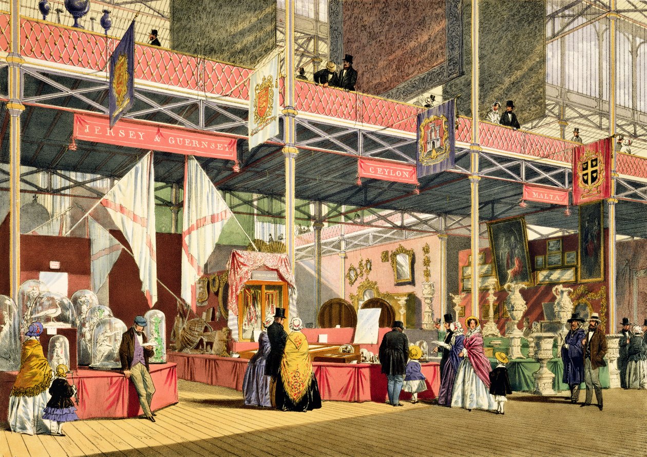 Stands pour Guernesey et Jersey, Malte et Ceylan à la Grande Exposition de 1851, de Dickinsons Comprehensive Pictures - English School