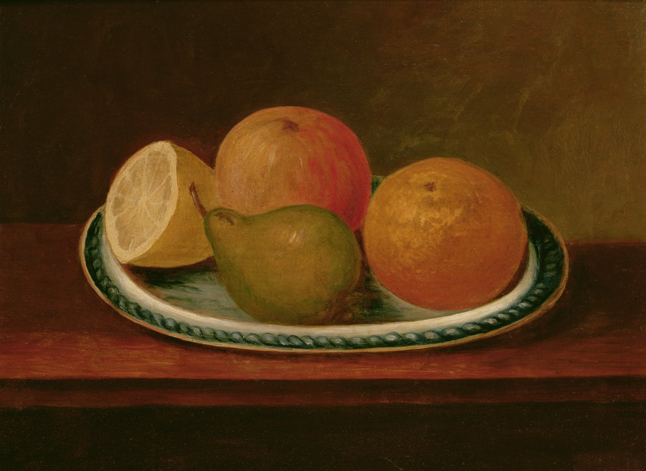 Nature morte de fruits sur un plat - English School