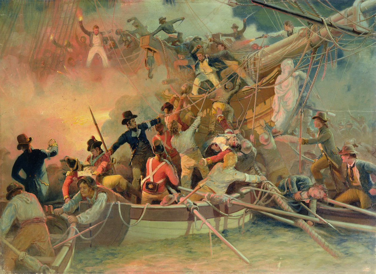La marine anglaise conquérant un navire français près du Cap Camaro - English School