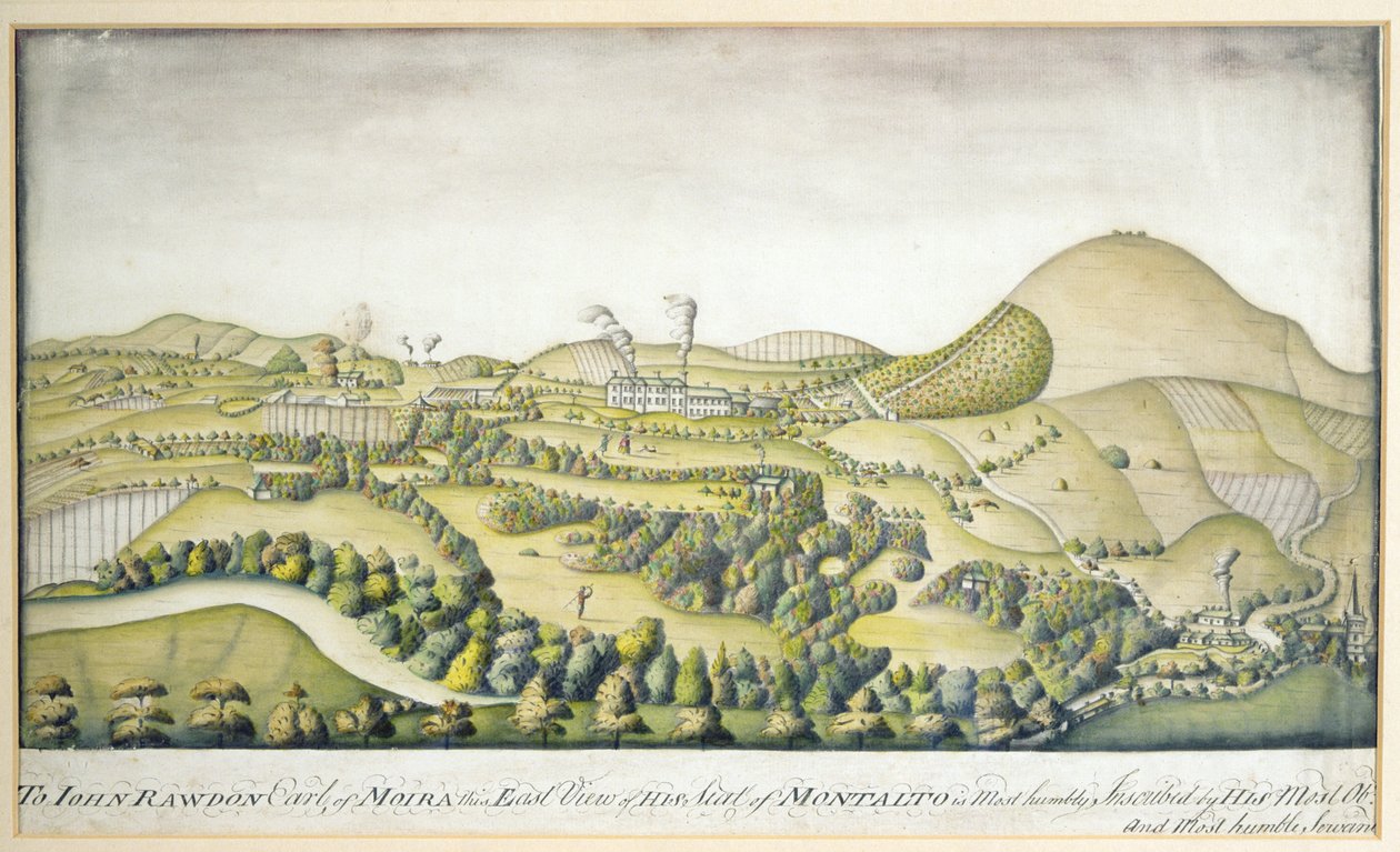 À John Rawdon, comte de Moira, cette vue est de son siège de Montalto, c.1800 - English School
