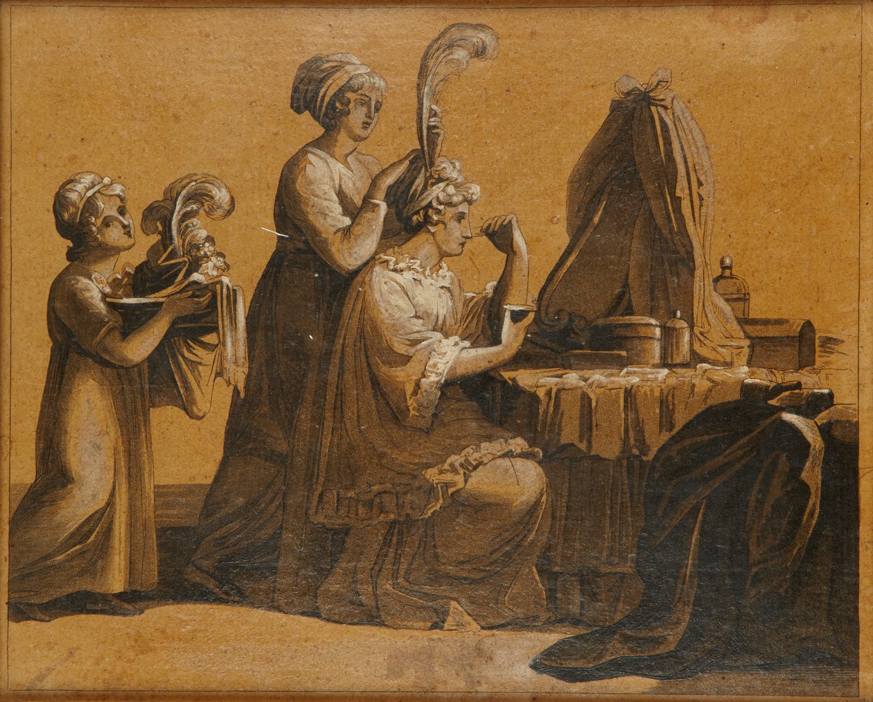 Une dame à sa coiffeuse - English School