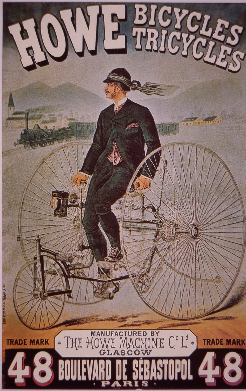 Publicité pour les bicyclettes Howe (lithographie en couleur) - English School