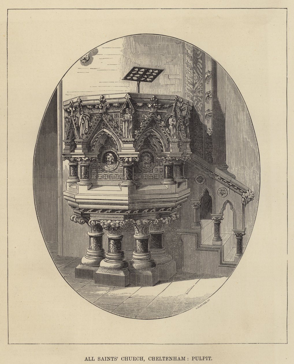 Église de Tous les Saints, Cheltenham, Chaire (gravure) - English School