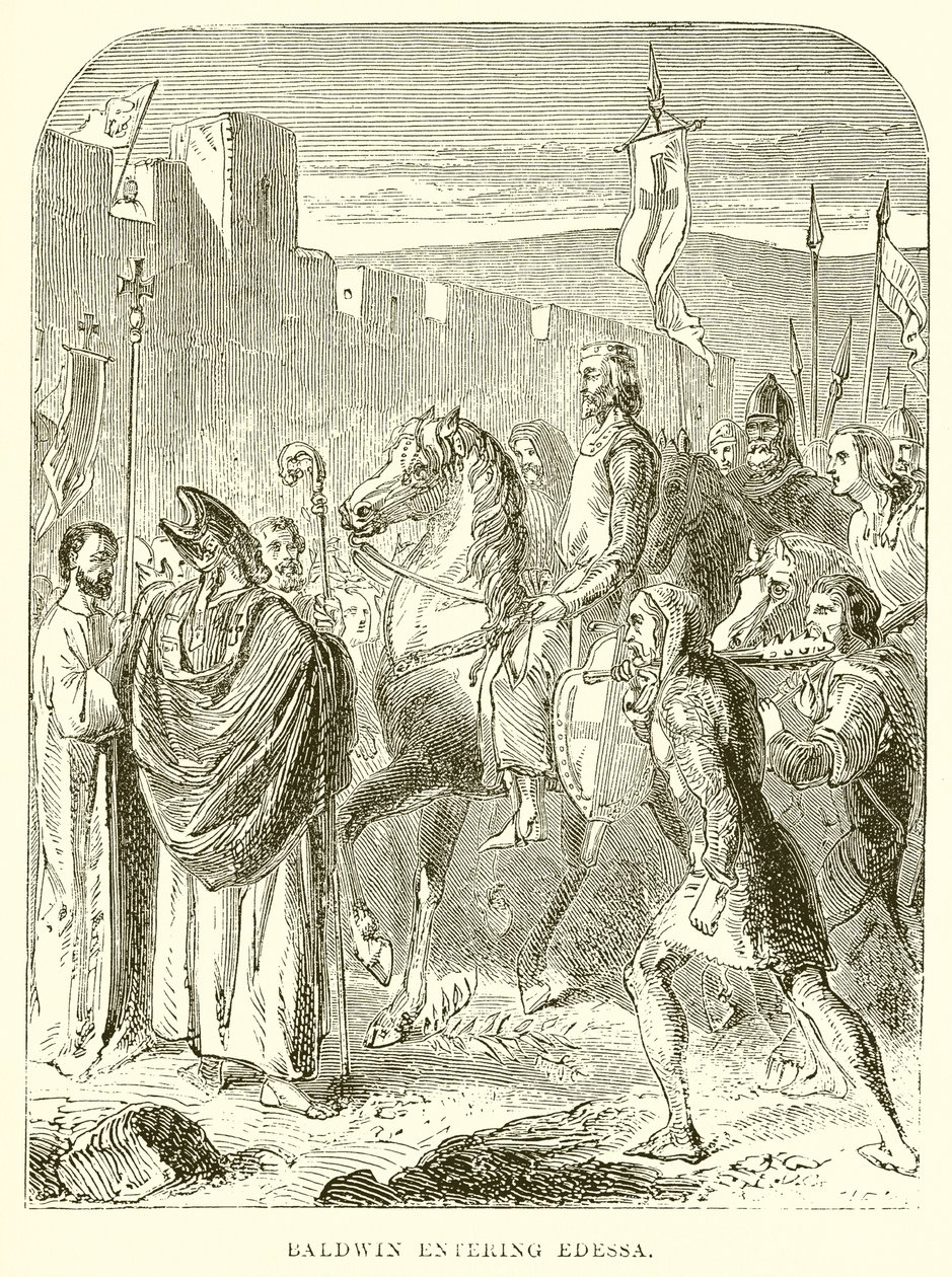 Baldwin entrant à Édesse (gravure) - English School