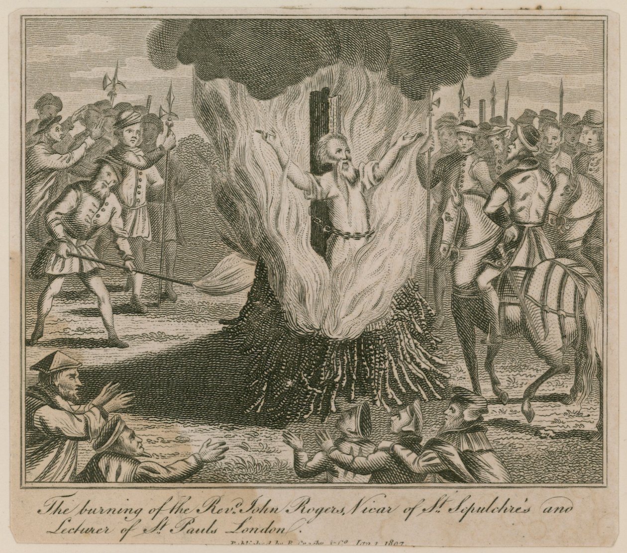 Brûlage des martyrs à Smithfield - English School