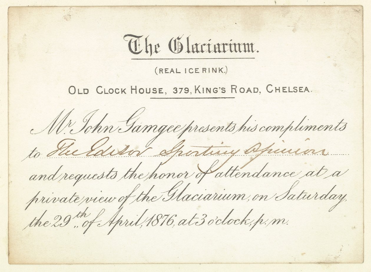 Invitation au Glaciarium en 1876 - English School