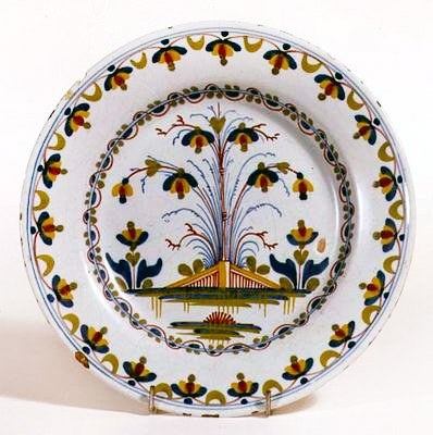 Assiette en faïence de Lambeth, vers 1770 - English School
