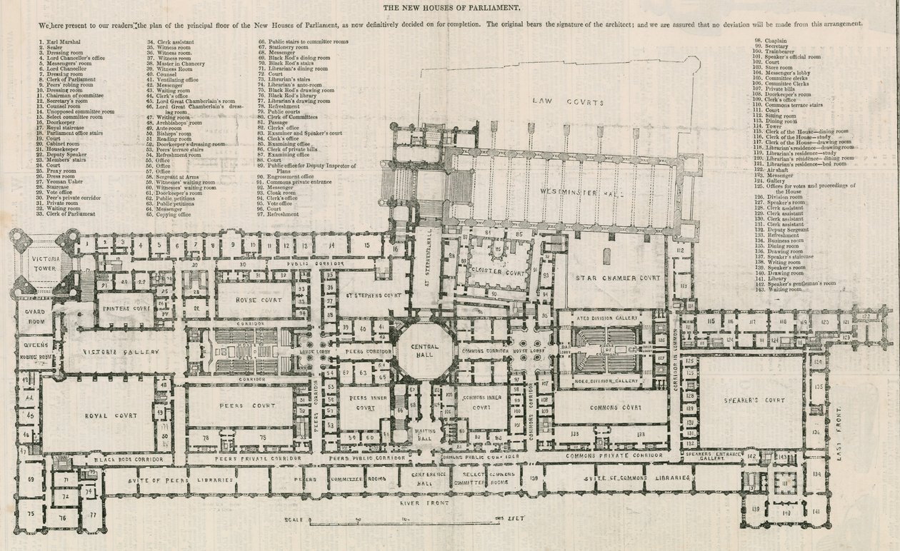 Plan des nouvelles Chambres du Parlement - English School