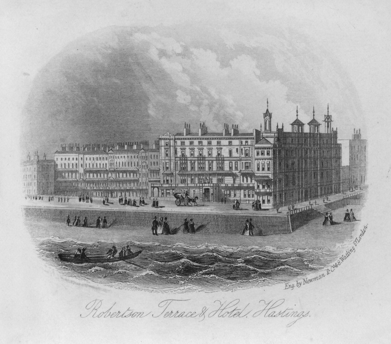 Robertson Terrace et Hôtel, Hastings (gravure) - English School