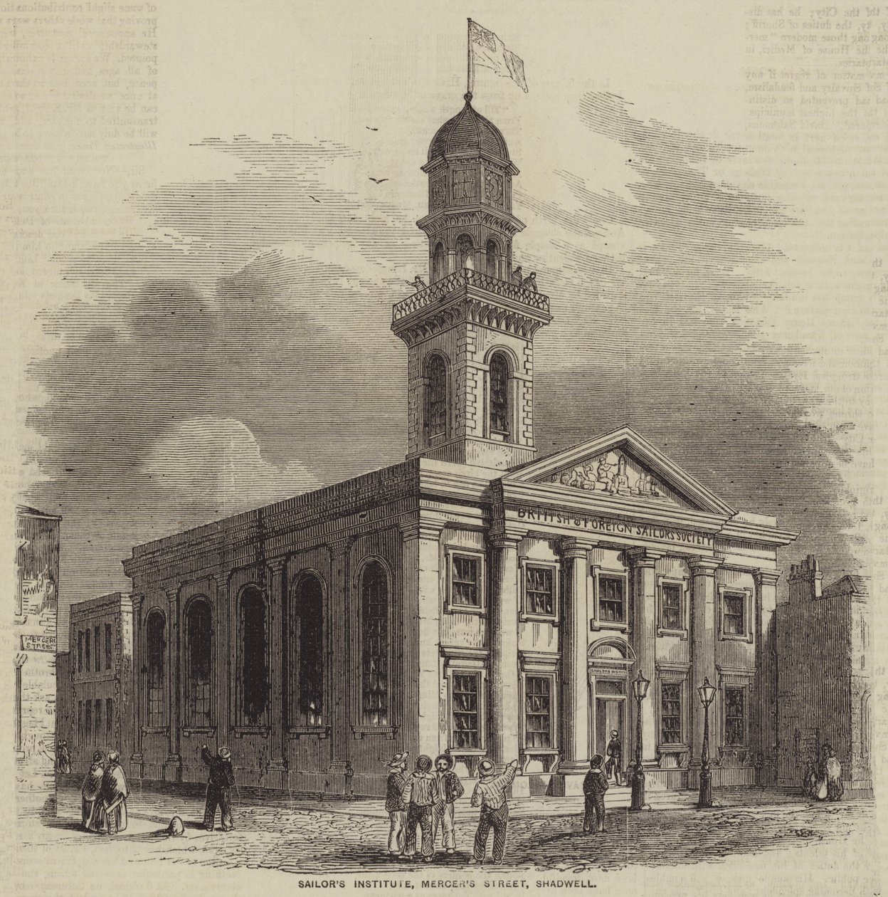 Institut des marins, Mercer Street, Shadwell (gravure) - English School