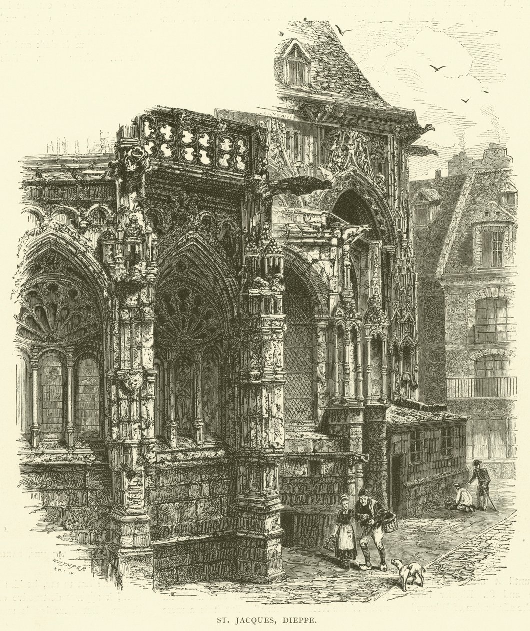 St Jacques, Dieppe (engraving) - English School