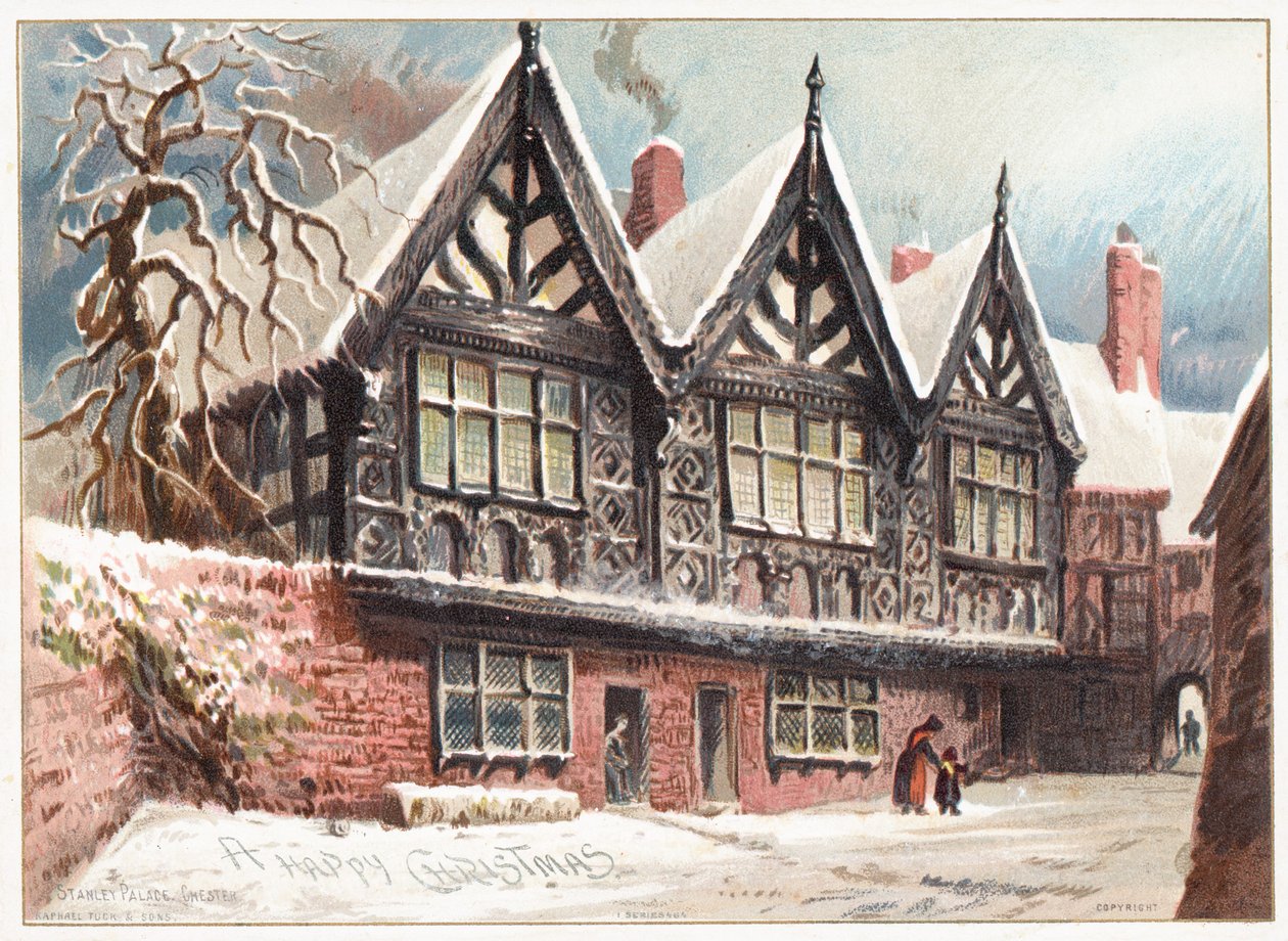 Stanley Palace, Chester, Carte de Noël - English School