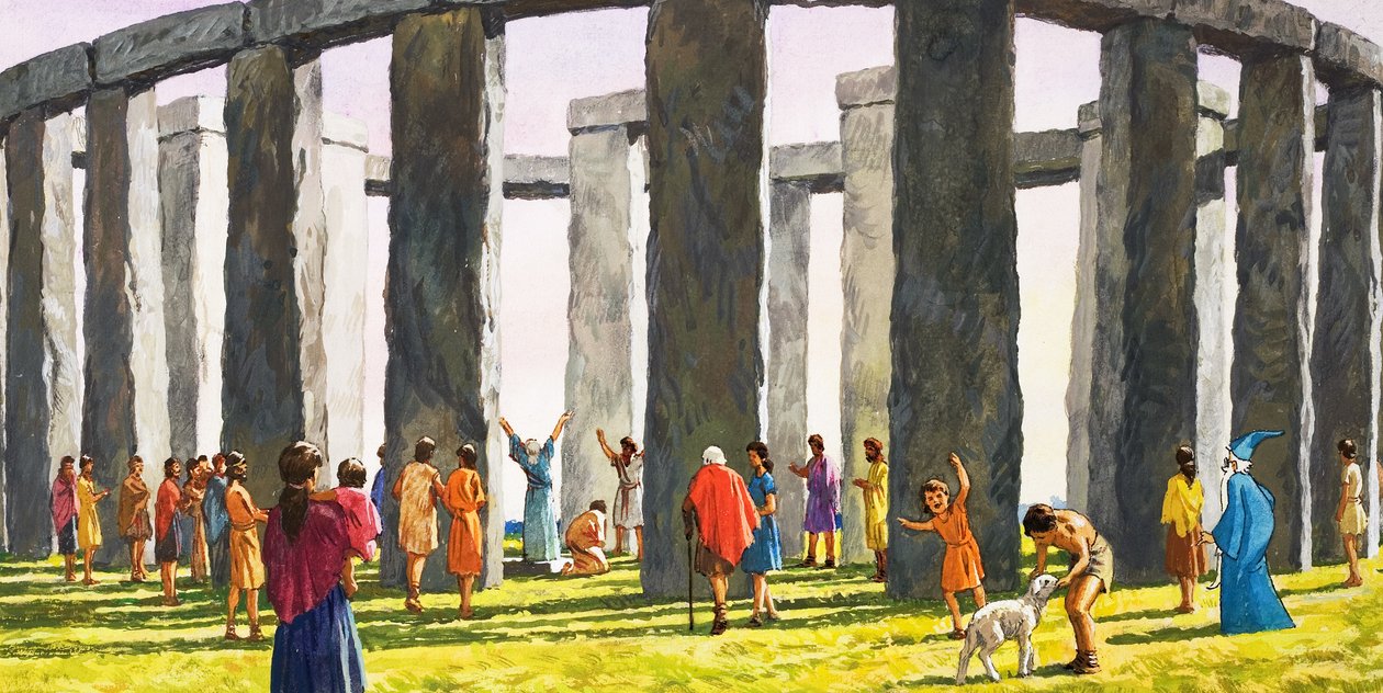 Stonehenge (gouache sur papier) - English School