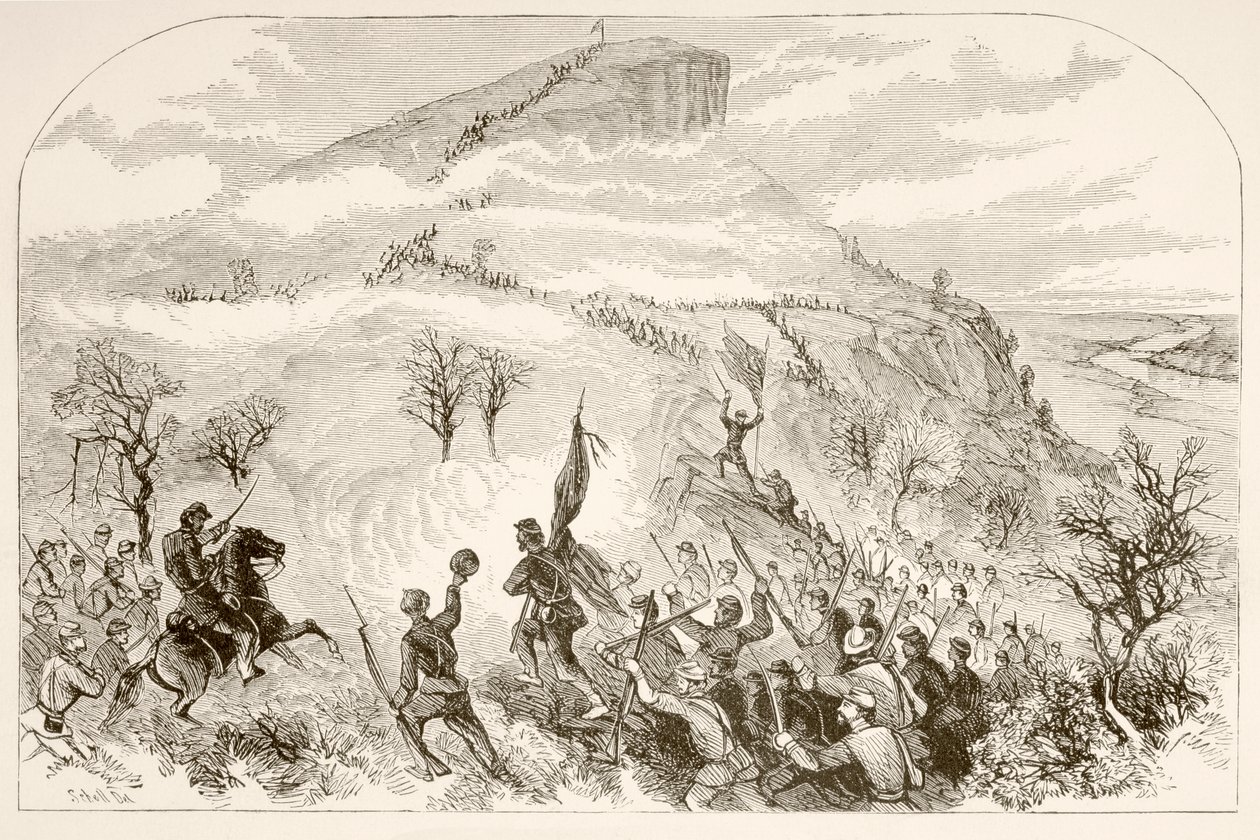 La bataille de Lookout Mountain (lithographie) - English School