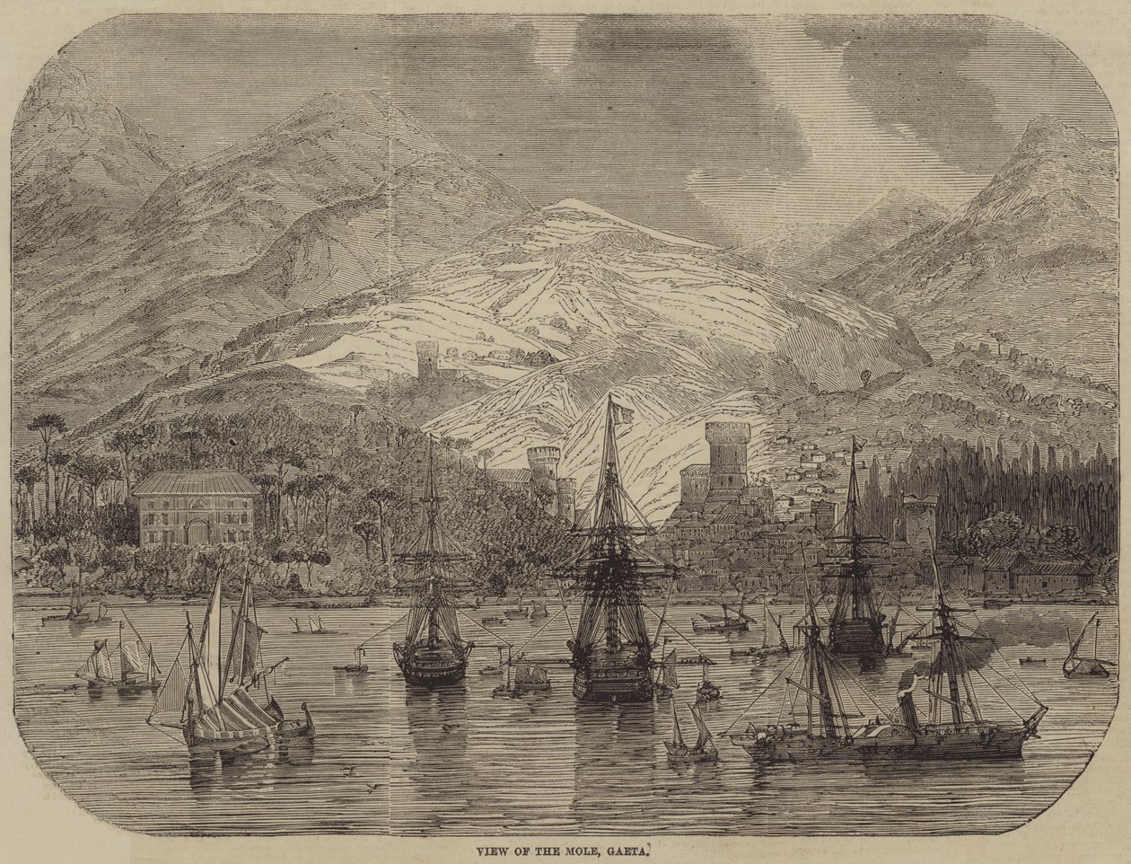 Vue de la jetée, Gaeta (gravure) - English School