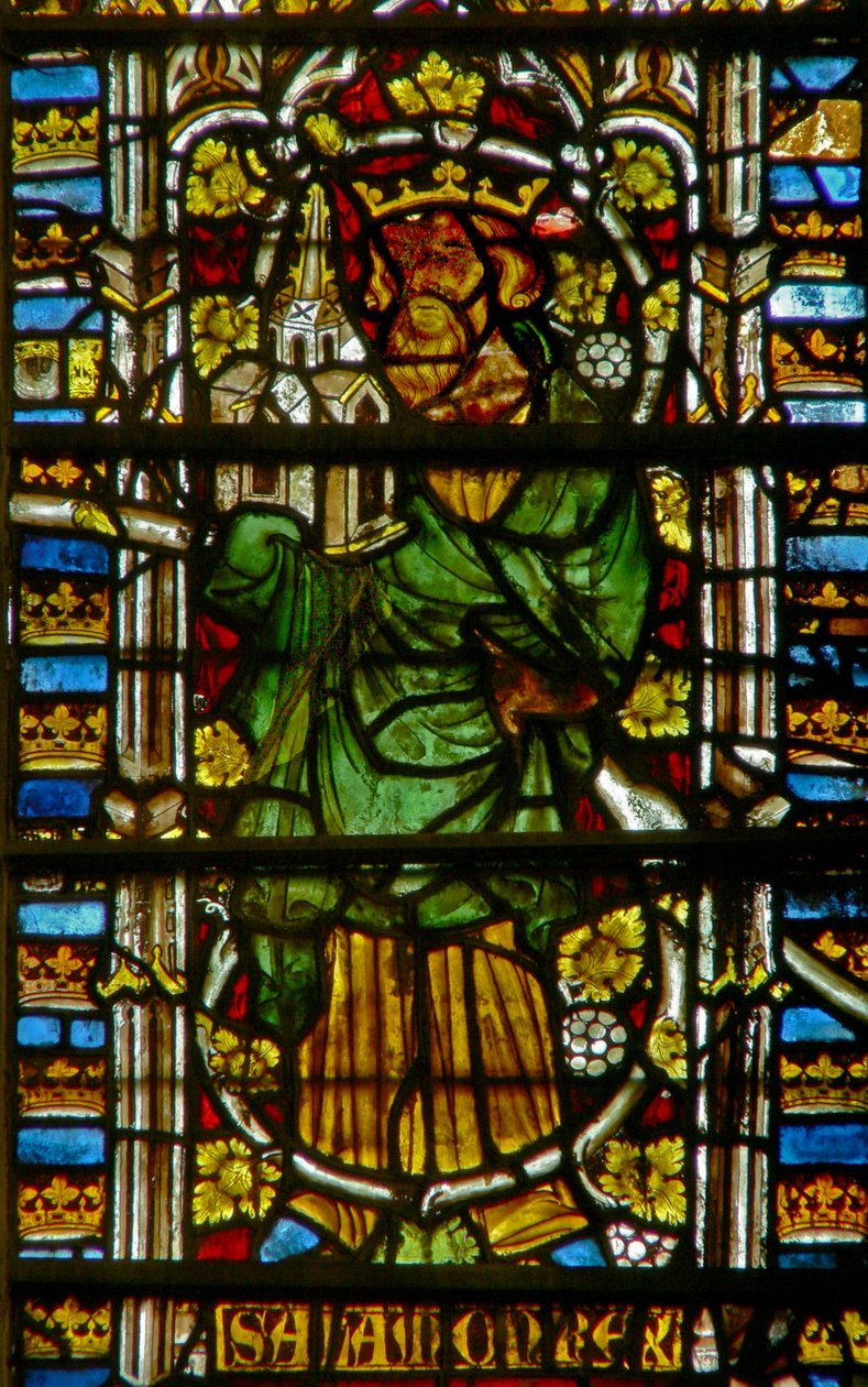 Fenêtre E1 représentant Salomon portant une église - English School