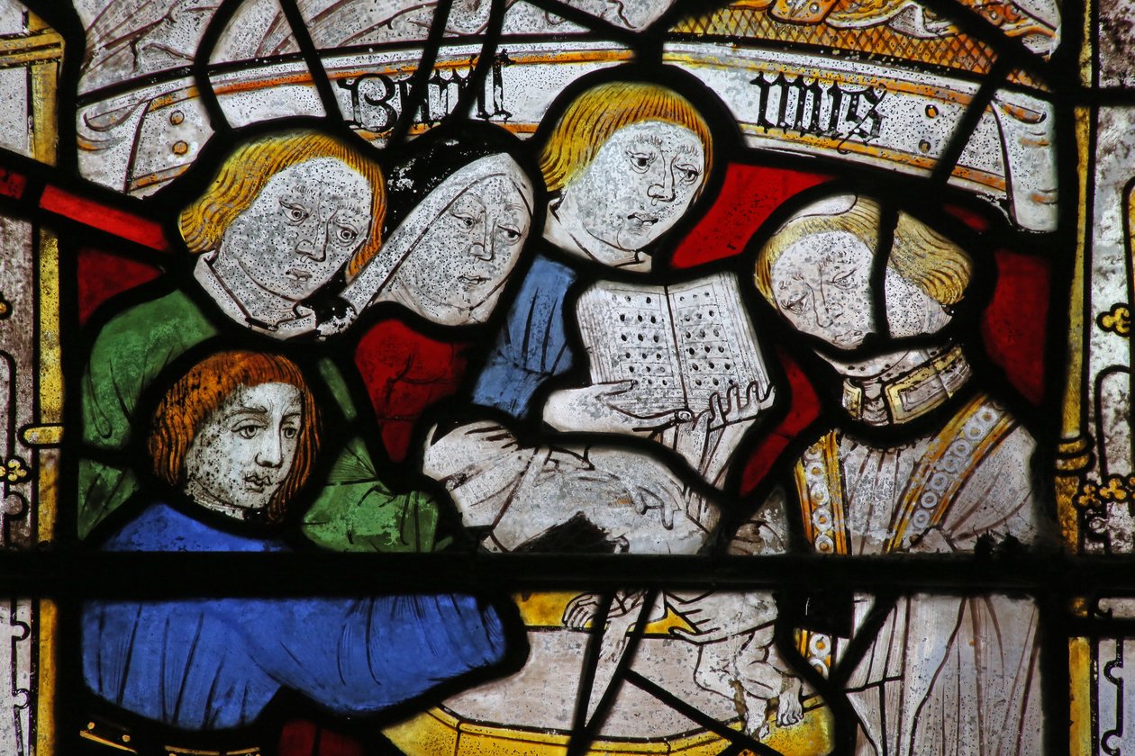 Fenêtre représentant les Sept Sacrements : Baptême - English School