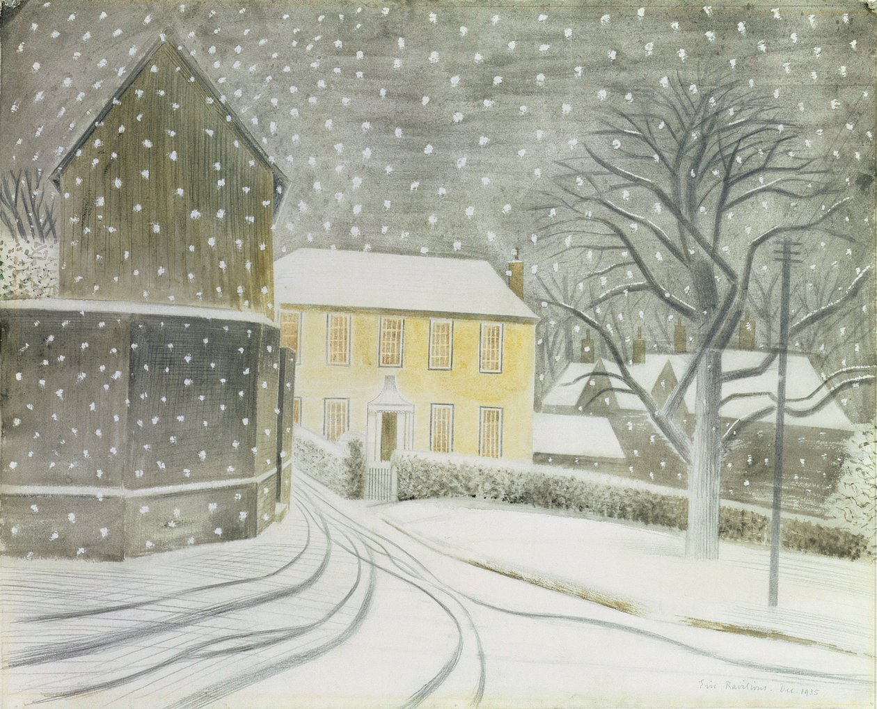 Route de Halstead sous la neige - Eric Ravilious