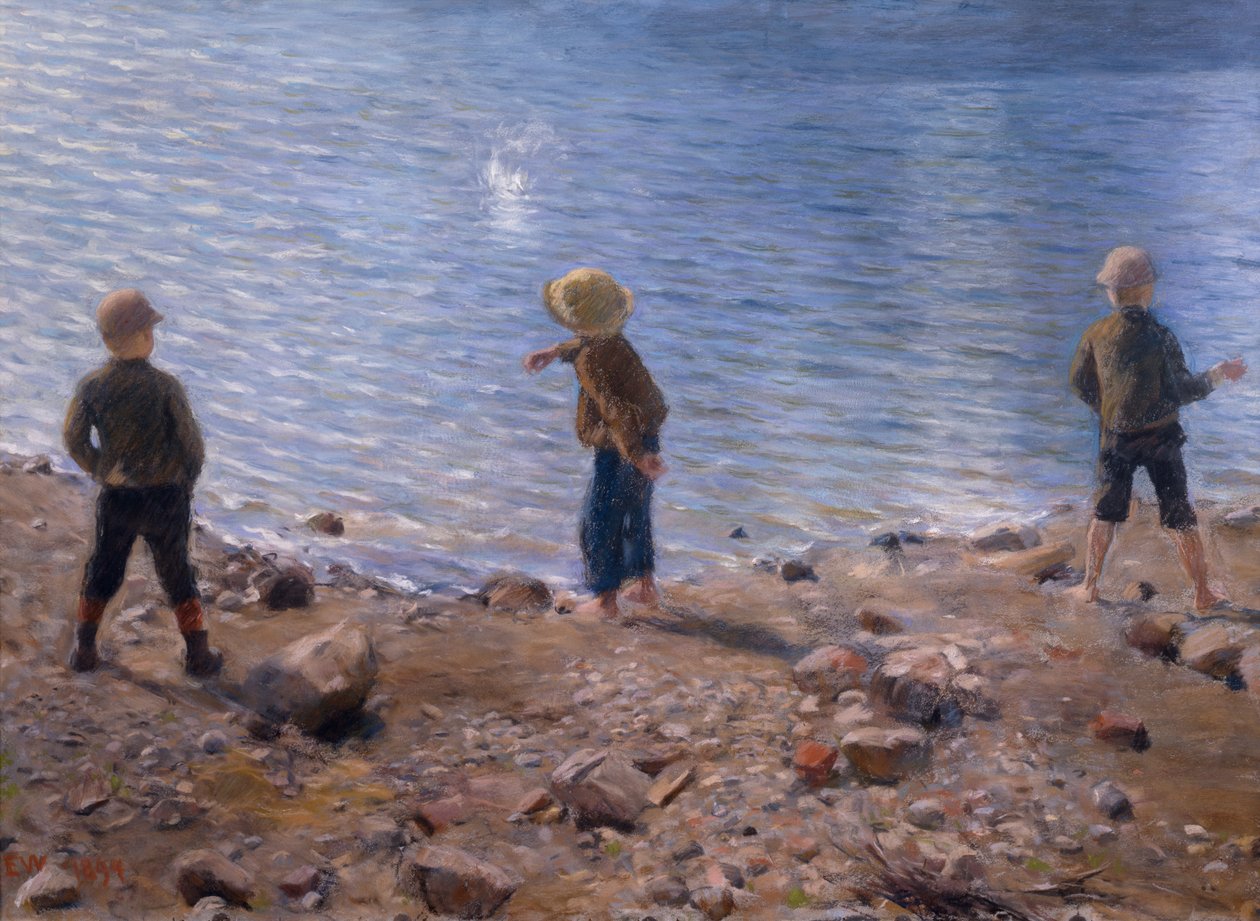Trois garçons à la plage - Erik Theodor Werenskiold