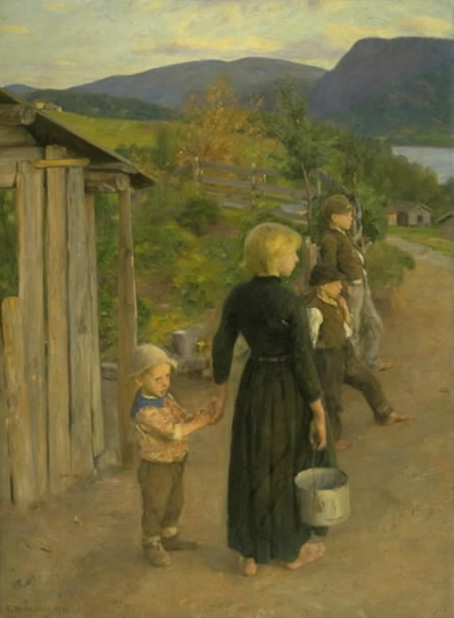 Enfants attendant - Erik Theodor Werenskiold