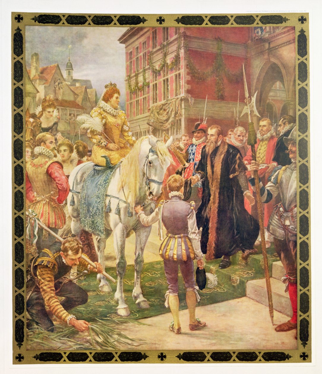La reine Elizabeth I (1530-1603) ouvrant la Bourse royale en 1570, illustration de 